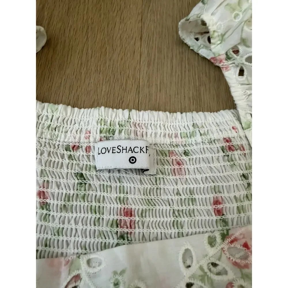 LoveShackFancy x Target Women's Clementine Floral Eyelet Short Dress Sz 12 - Picture 6 of 9